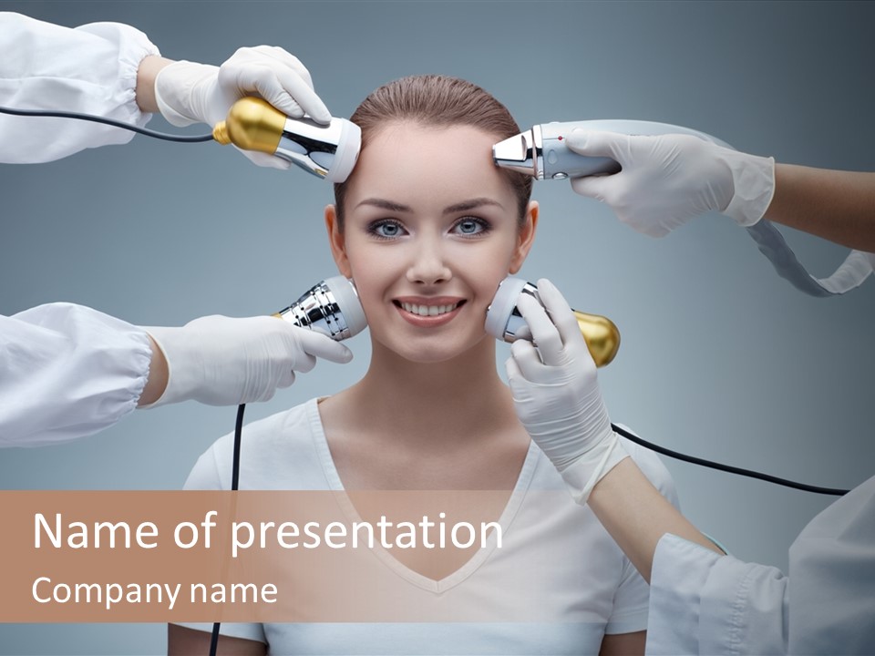 A Woman Getting Her Hair Styled By A Hair Stylist PowerPoint Template