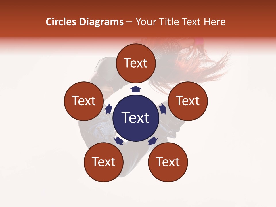 A Woman With Red Hair Is Dancing In The Air PowerPoint Template