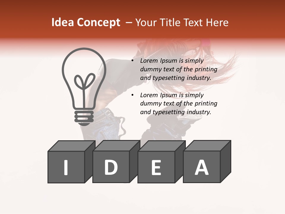 A Woman With Red Hair Is Dancing In The Air PowerPoint Template