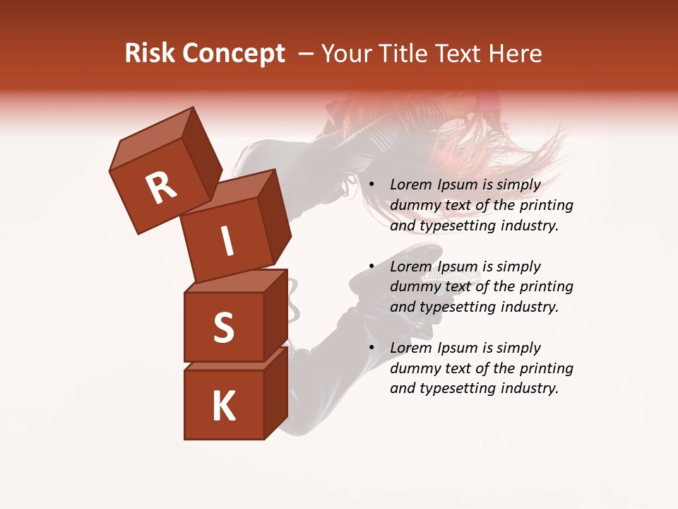 A Woman With Red Hair Is Dancing In The Air PowerPoint Template