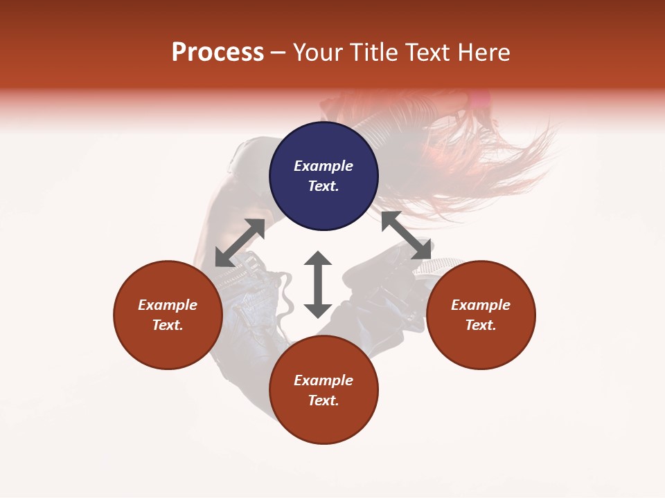 A Woman With Red Hair Is Dancing In The Air PowerPoint Template