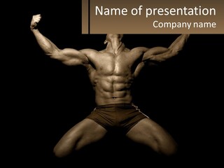 A Bodybuilding Man With His Arms Up In The Air PowerPoint Template