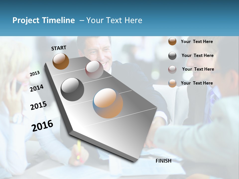 A Group Of People Sitting Around A Table Shaking Hands PowerPoint Template