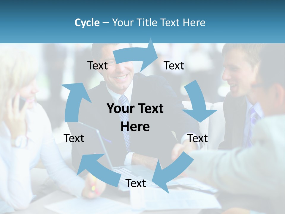 A Group Of People Sitting Around A Table Shaking Hands PowerPoint Template