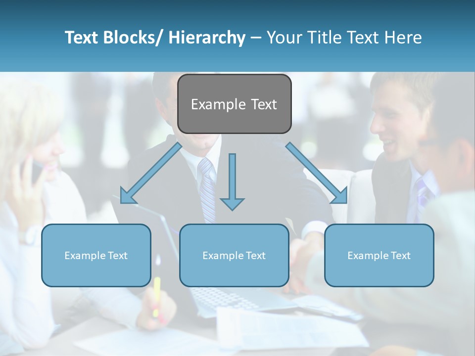 A Group Of People Sitting Around A Table Shaking Hands PowerPoint Template