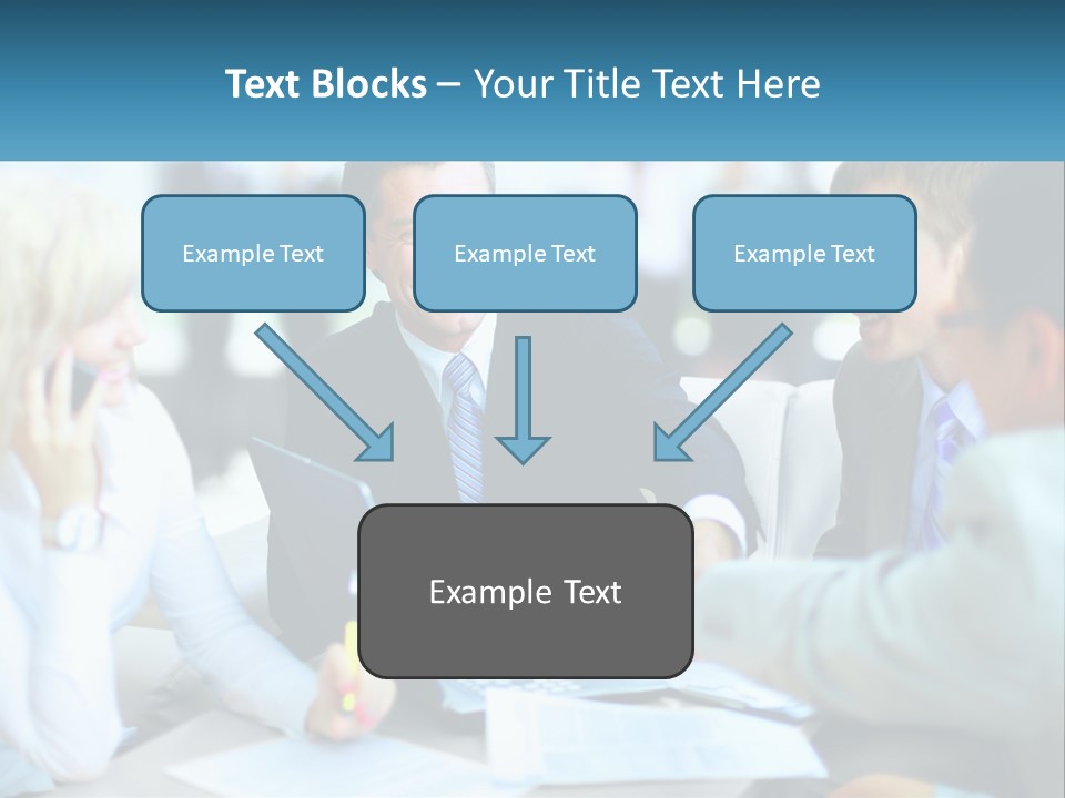 A Group Of People Sitting Around A Table Shaking Hands PowerPoint Template