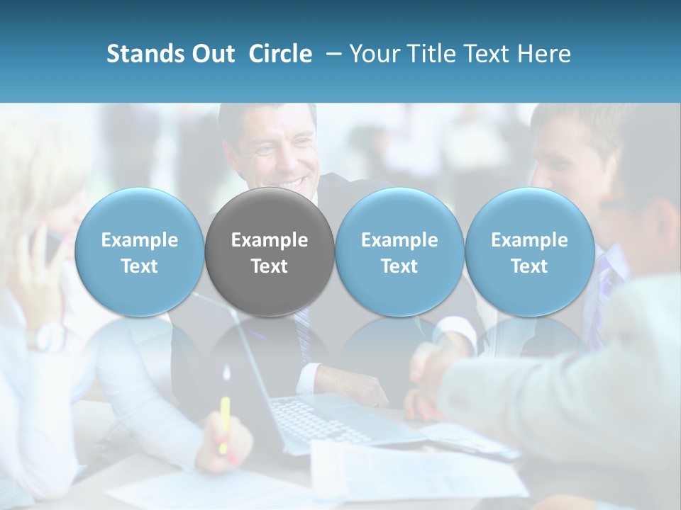 A Group Of People Sitting Around A Table Shaking Hands PowerPoint Template