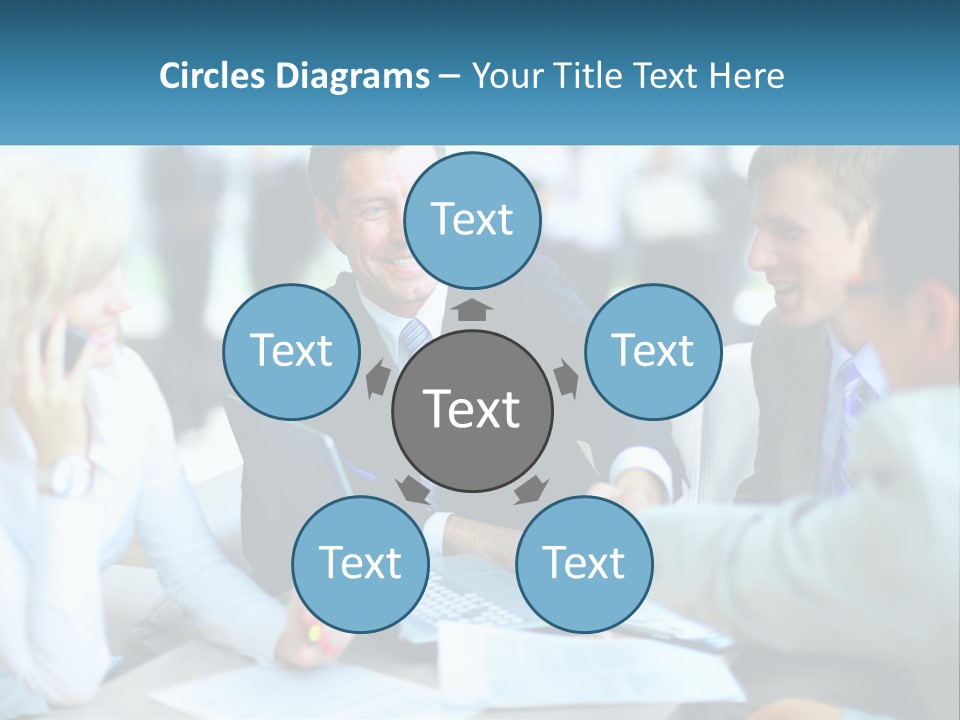 A Group Of People Sitting Around A Table Shaking Hands PowerPoint Template