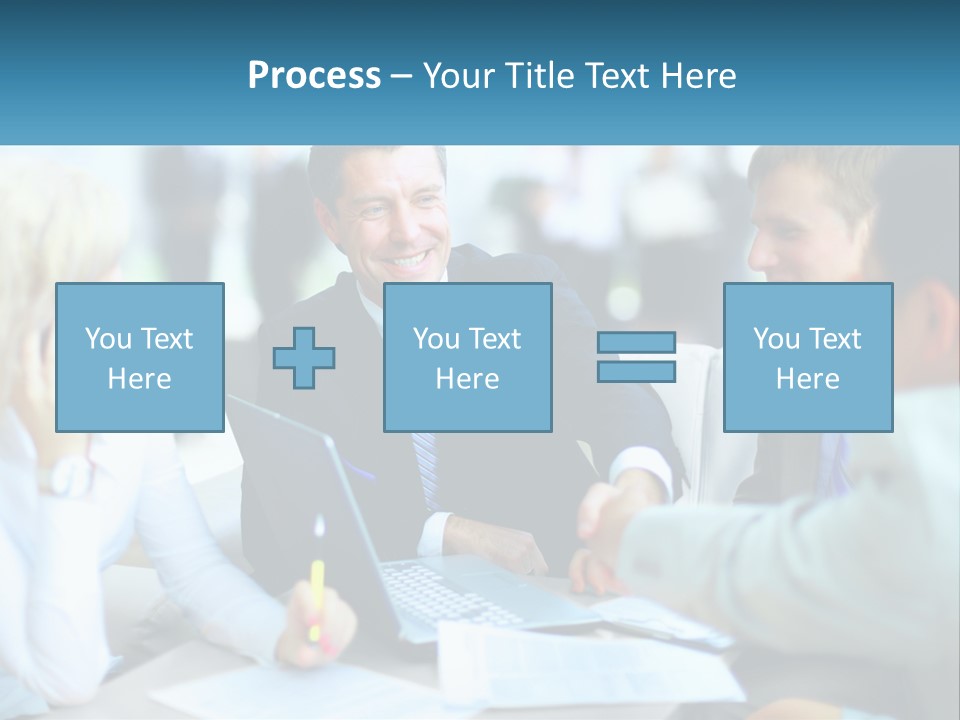 A Group Of People Sitting Around A Table Shaking Hands PowerPoint Template