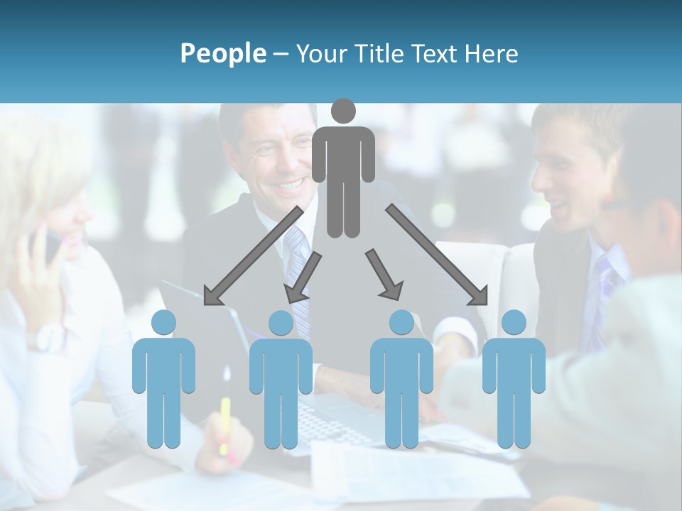 A Group Of People Sitting Around A Table Shaking Hands PowerPoint Template