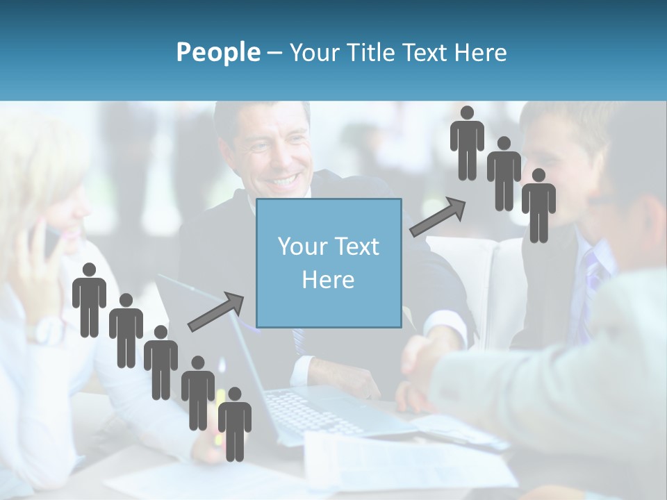 A Group Of People Sitting Around A Table Shaking Hands PowerPoint Template