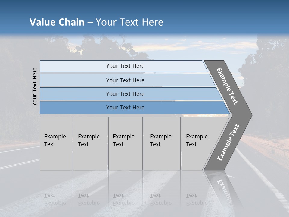 A Road With Two Arrows Going In Opposite Directions PowerPoint Template