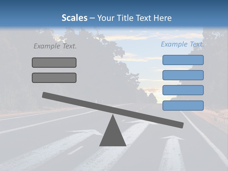 A Road With Two Arrows Going In Opposite Directions PowerPoint Template