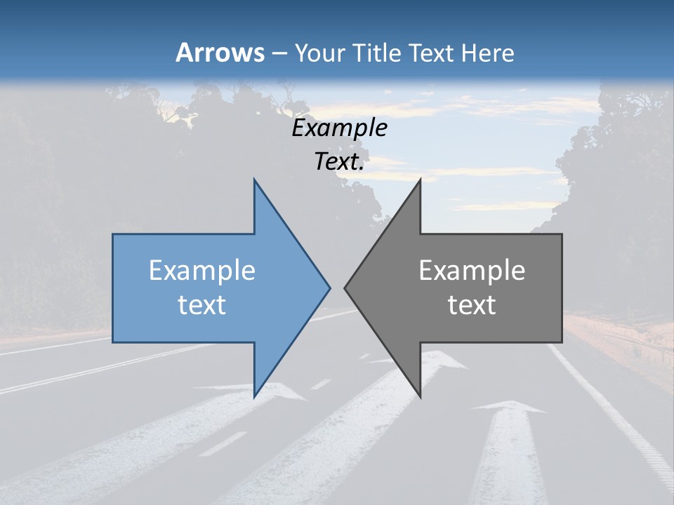 A Road With Two Arrows Going In Opposite Directions PowerPoint Template
