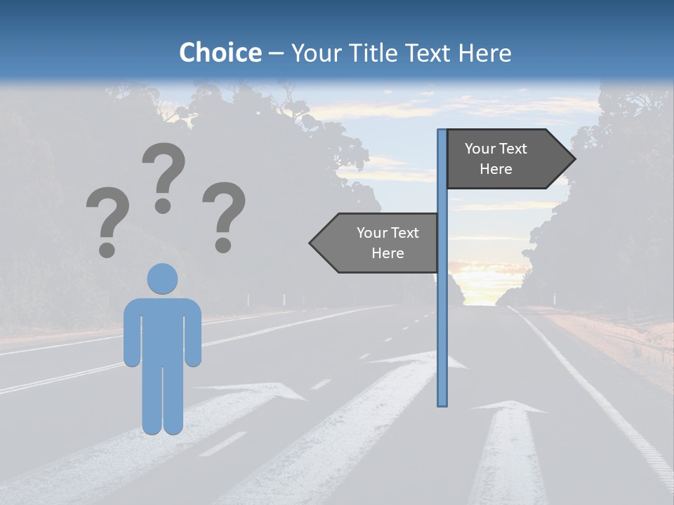 A Road With Two Arrows Going In Opposite Directions PowerPoint Template