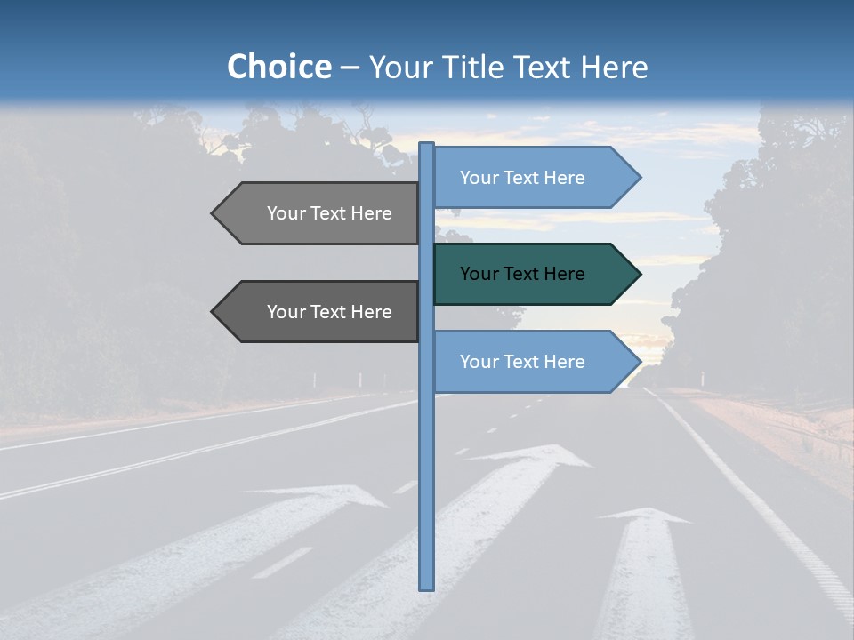 A Road With Two Arrows Going In Opposite Directions PowerPoint Template