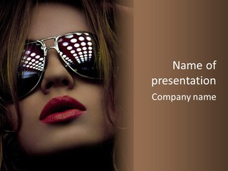 A Woman Wearing Sunglasses With A Red Lipstick PowerPoint Template