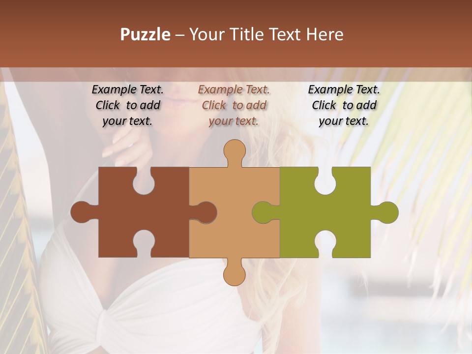 A Woman In A White Bikini Posing For A Picture PowerPoint Template