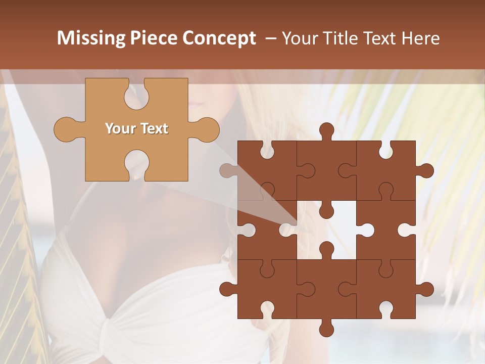 A Woman In A White Bikini Posing For A Picture PowerPoint Template