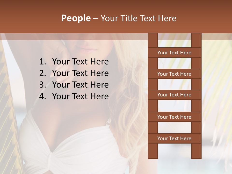 A Woman In A White Bikini Posing For A Picture PowerPoint Template