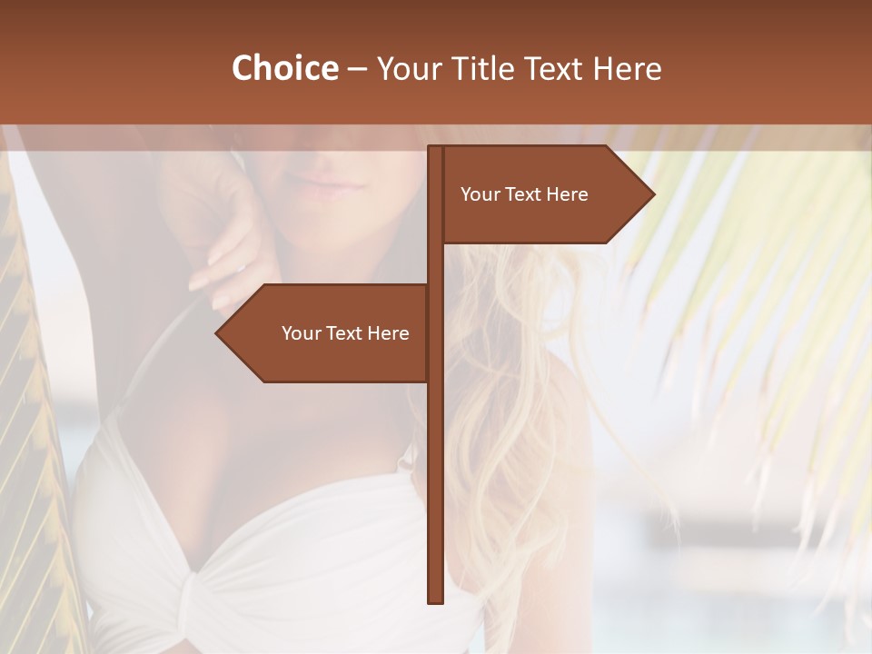 A Woman In A White Bikini Posing For A Picture PowerPoint Template