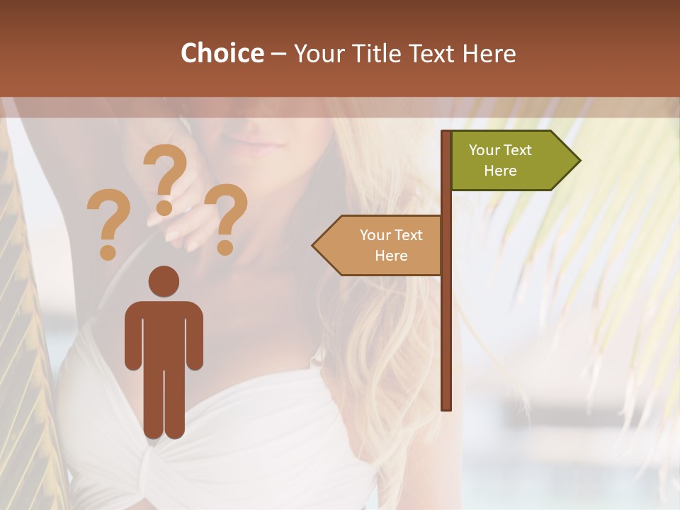A Woman In A White Bikini Posing For A Picture PowerPoint Template