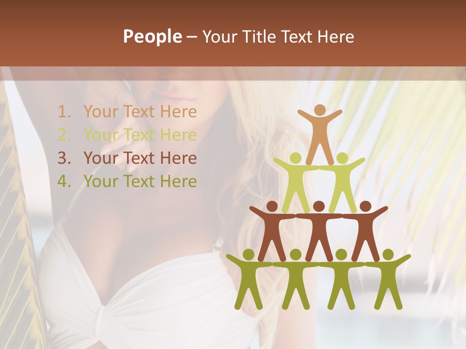 A Woman In A White Bikini Posing For A Picture PowerPoint Template