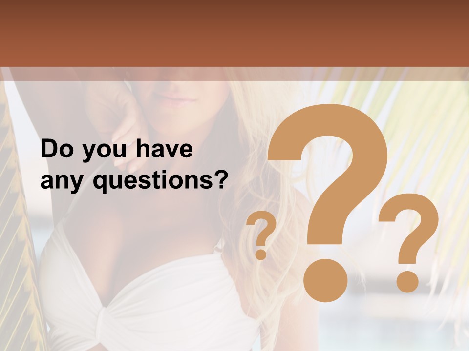 A Woman In A White Bikini Posing For A Picture PowerPoint Template