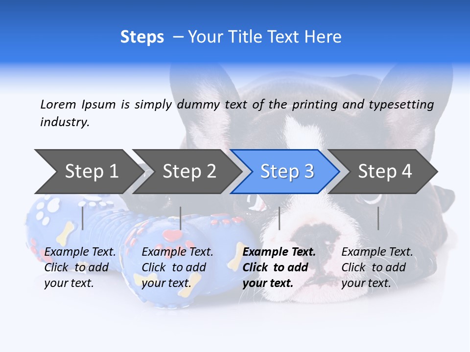 A Black And White Dog Laying On Top Of A Blue Toy PowerPoint Template