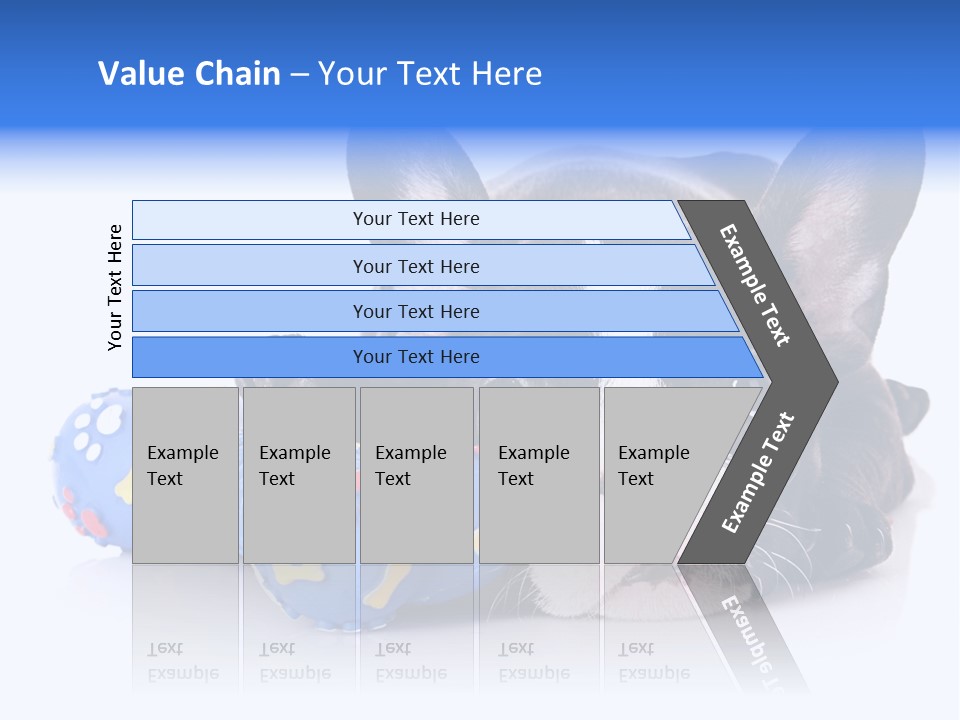 A Black And White Dog Laying On Top Of A Blue Toy PowerPoint Template