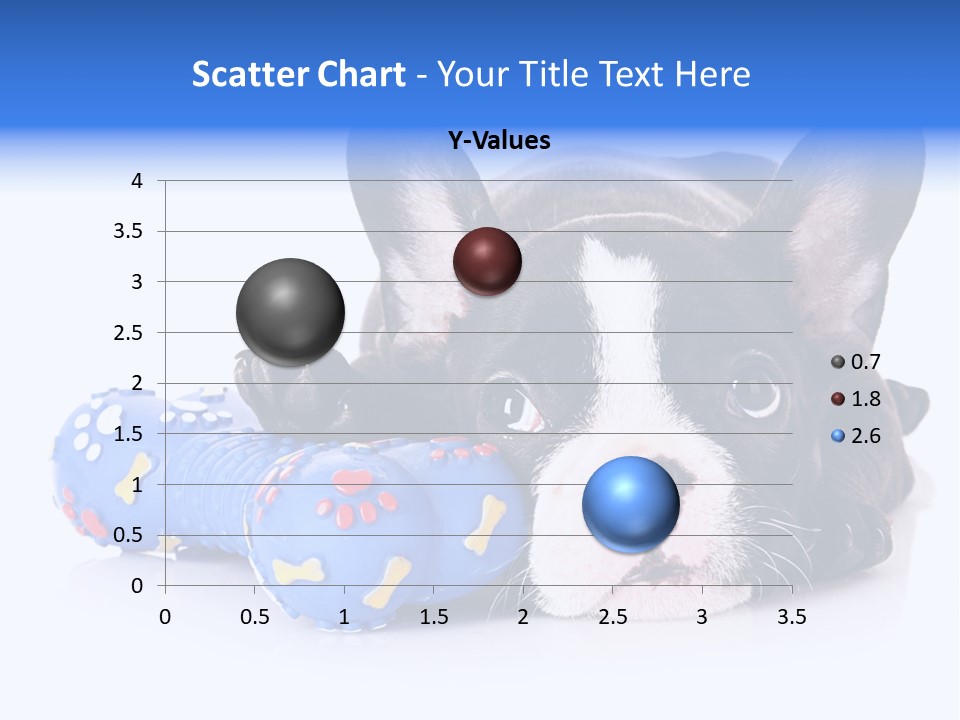 A Black And White Dog Laying On Top Of A Blue Toy PowerPoint Template