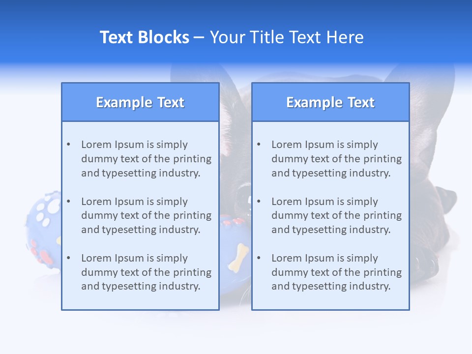 A Black And White Dog Laying On Top Of A Blue Toy PowerPoint Template