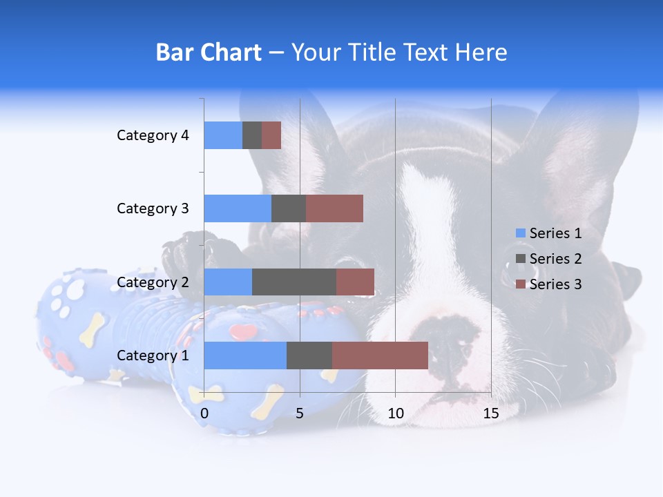 A Black And White Dog Laying On Top Of A Blue Toy PowerPoint Template