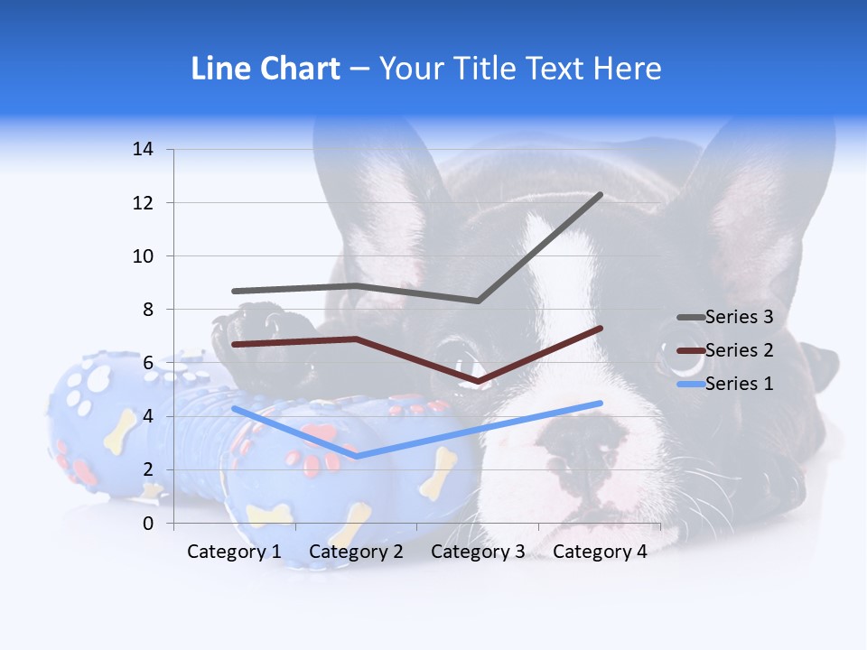 A Black And White Dog Laying On Top Of A Blue Toy PowerPoint Template