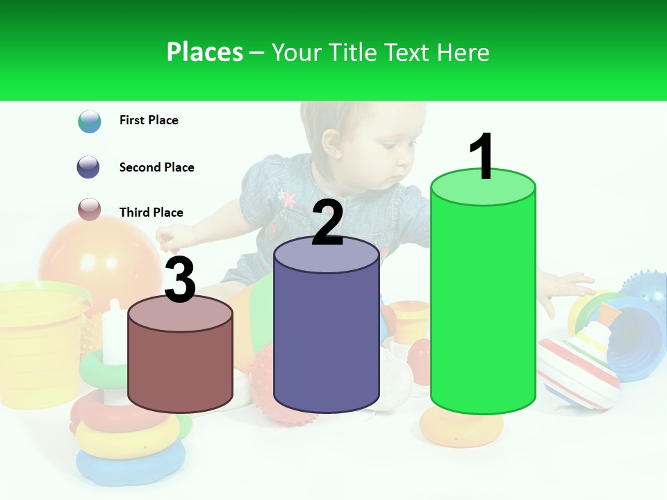 A Baby Playing With Toys On A White Background PowerPoint Template