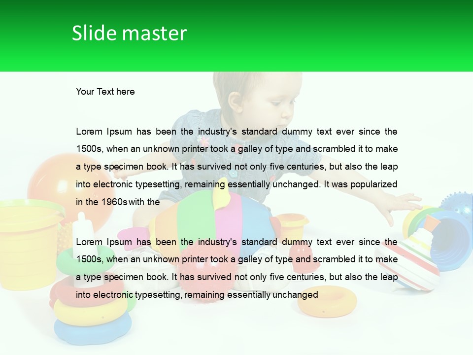 A Baby Playing With Toys On A White Background PowerPoint Template