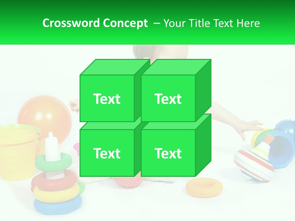 A Baby Playing With Toys On A White Background PowerPoint Template