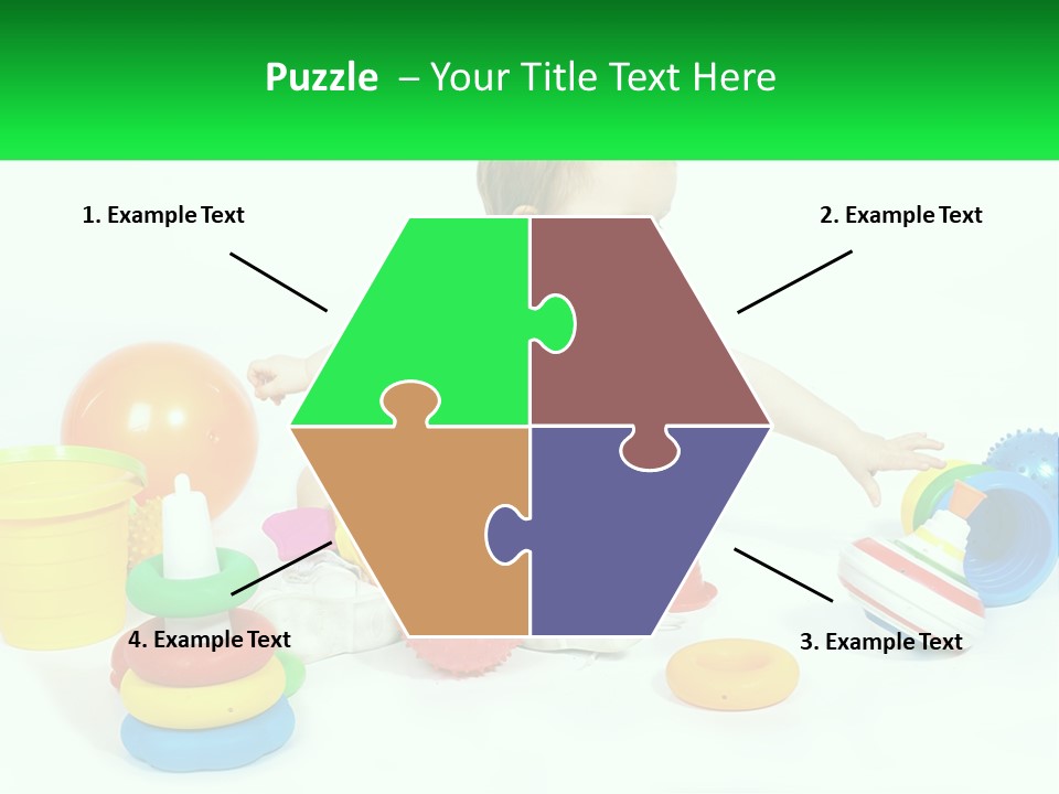 A Baby Playing With Toys On A White Background PowerPoint Template