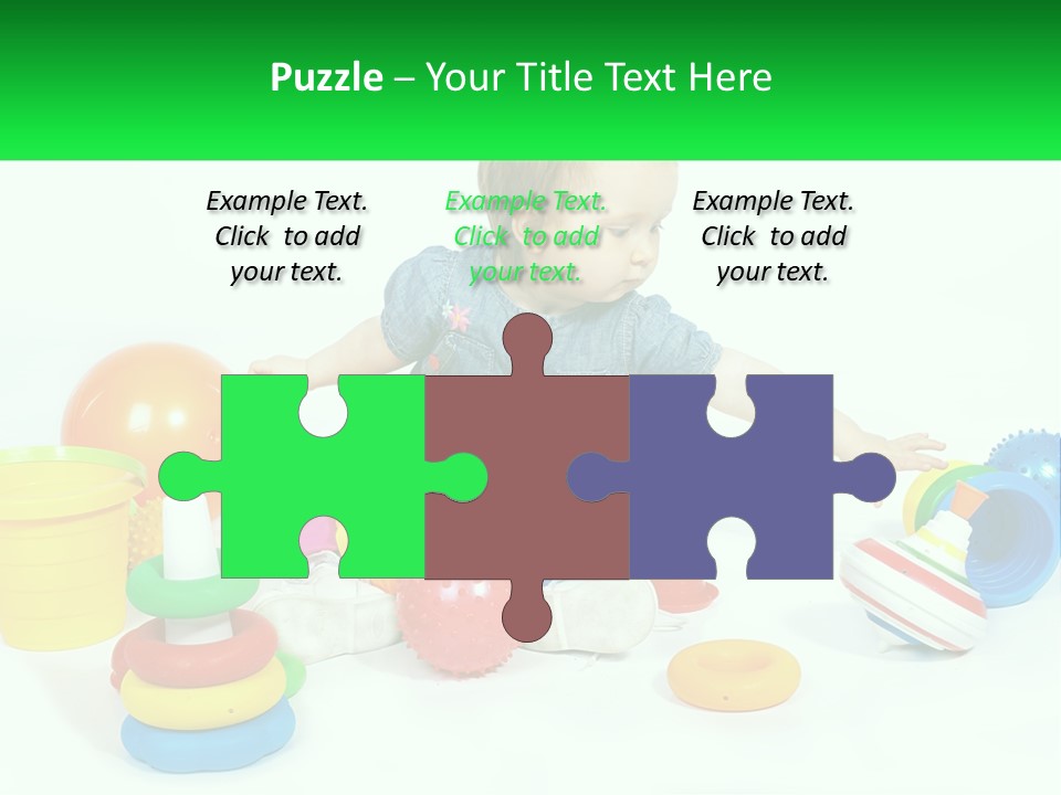 A Baby Playing With Toys On A White Background PowerPoint Template