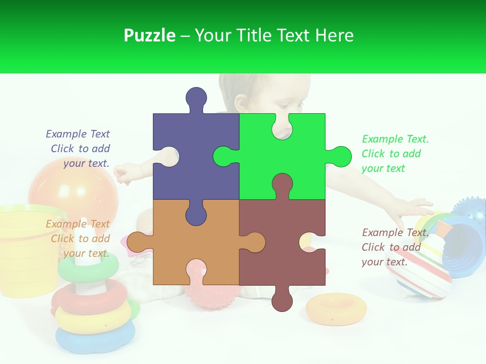 A Baby Playing With Toys On A White Background PowerPoint Template