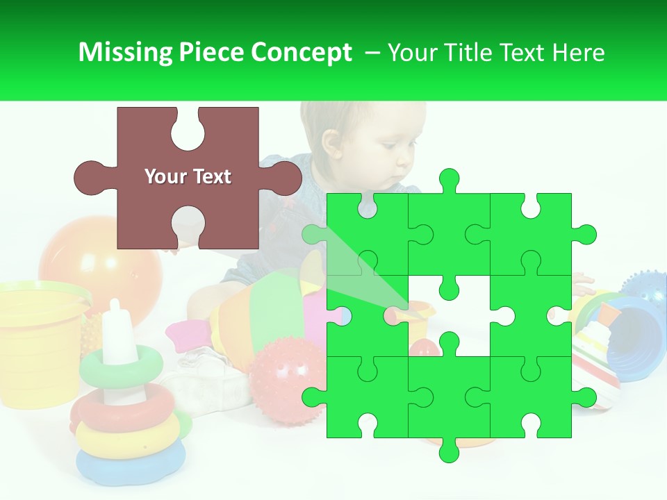 A Baby Playing With Toys On A White Background PowerPoint Template