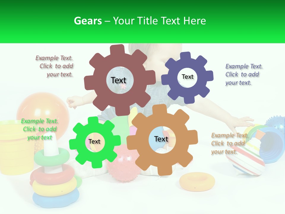 A Baby Playing With Toys On A White Background PowerPoint Template