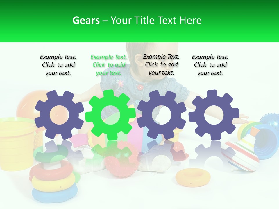 A Baby Playing With Toys On A White Background PowerPoint Template