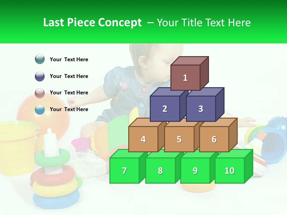 A Baby Playing With Toys On A White Background PowerPoint Template