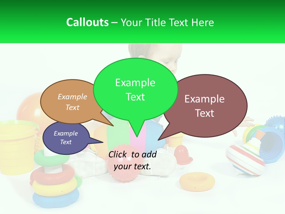 A Baby Playing With Toys On A White Background PowerPoint Template