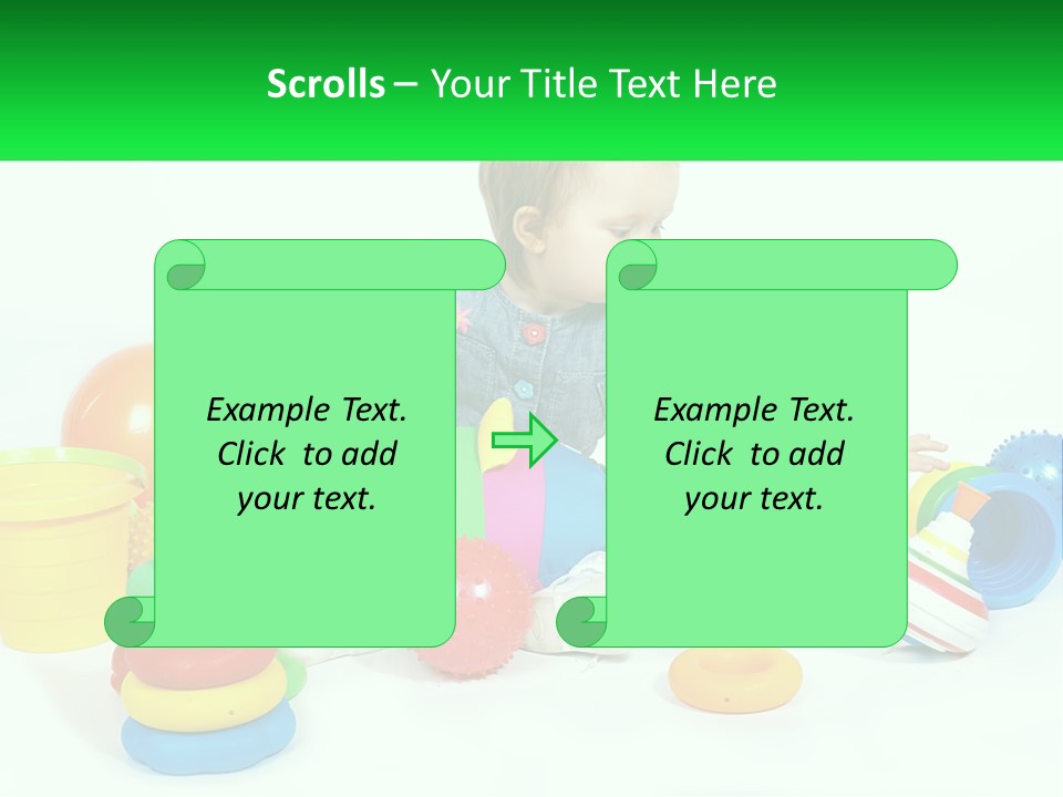 A Baby Playing With Toys On A White Background PowerPoint Template