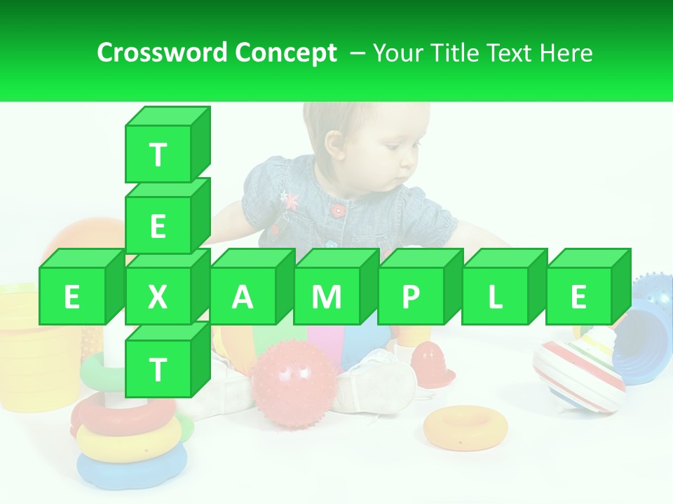 A Baby Playing With Toys On A White Background PowerPoint Template