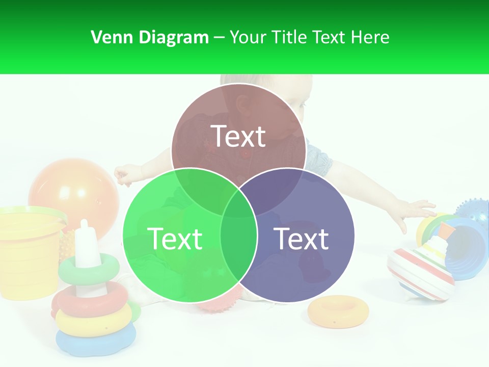 A Baby Playing With Toys On A White Background PowerPoint Template