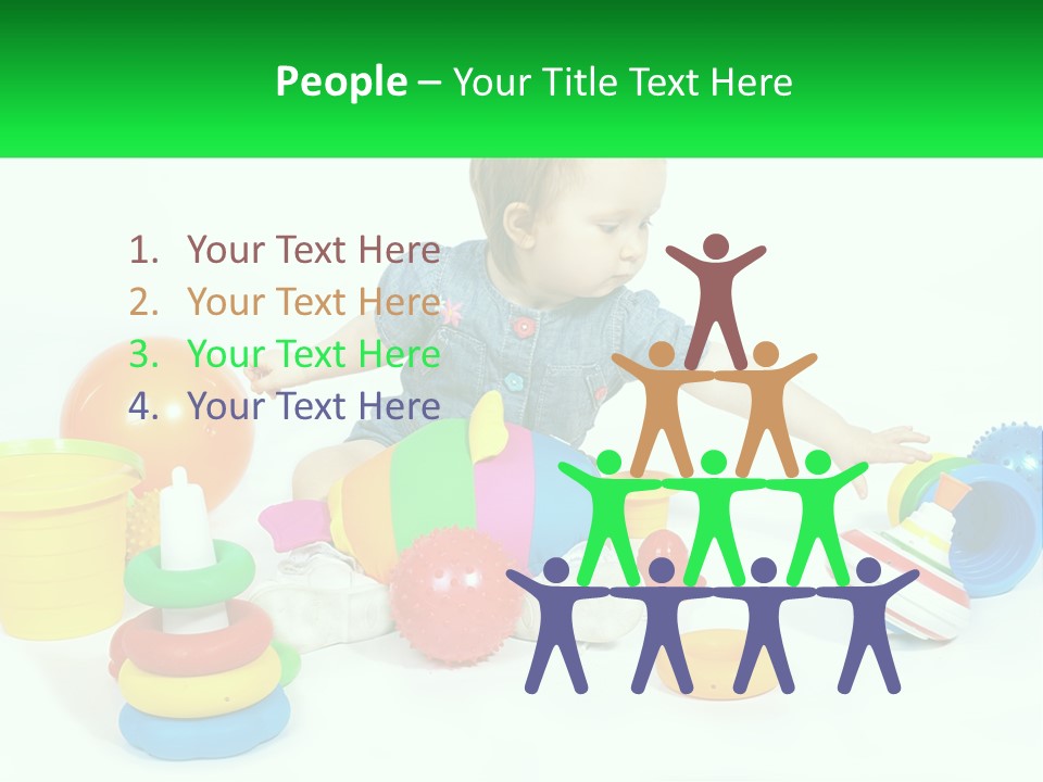 A Baby Playing With Toys On A White Background PowerPoint Template