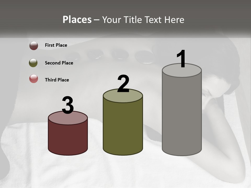 A Woman Laying On Top Of A Towel Covered In Stones PowerPoint Template